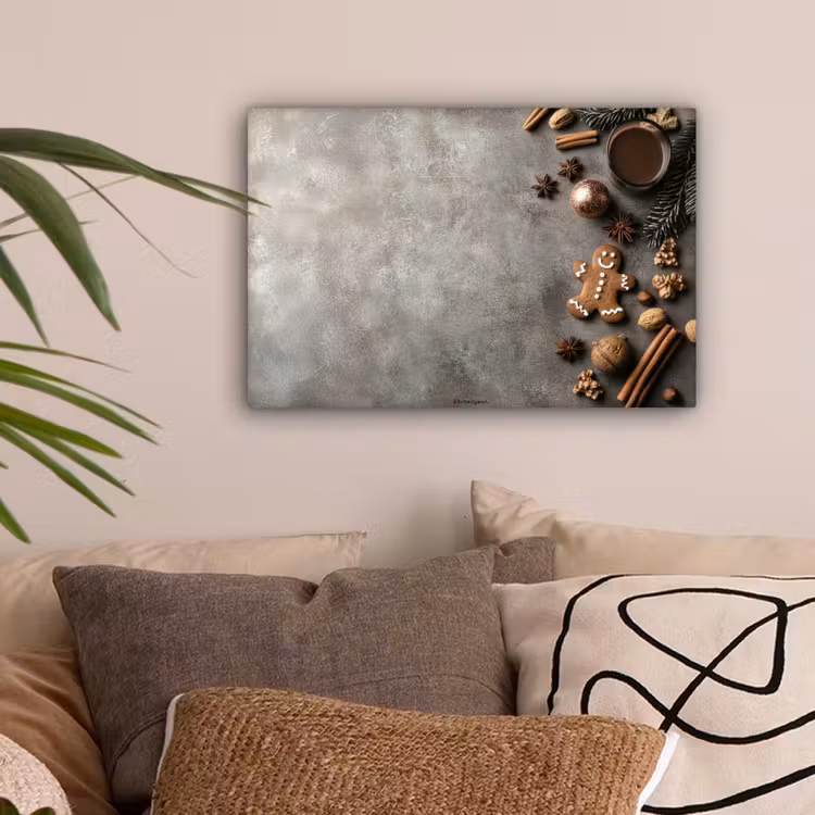 Winter - Kerst - Beton - Gingerbread man canvas 2cm klein -sfeer1