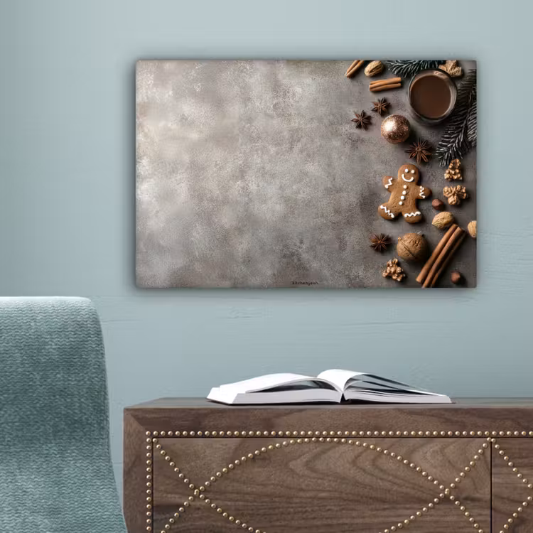 Winter - Kerst - Beton - Gingerbread man canvas 2cm klein -sfeer4