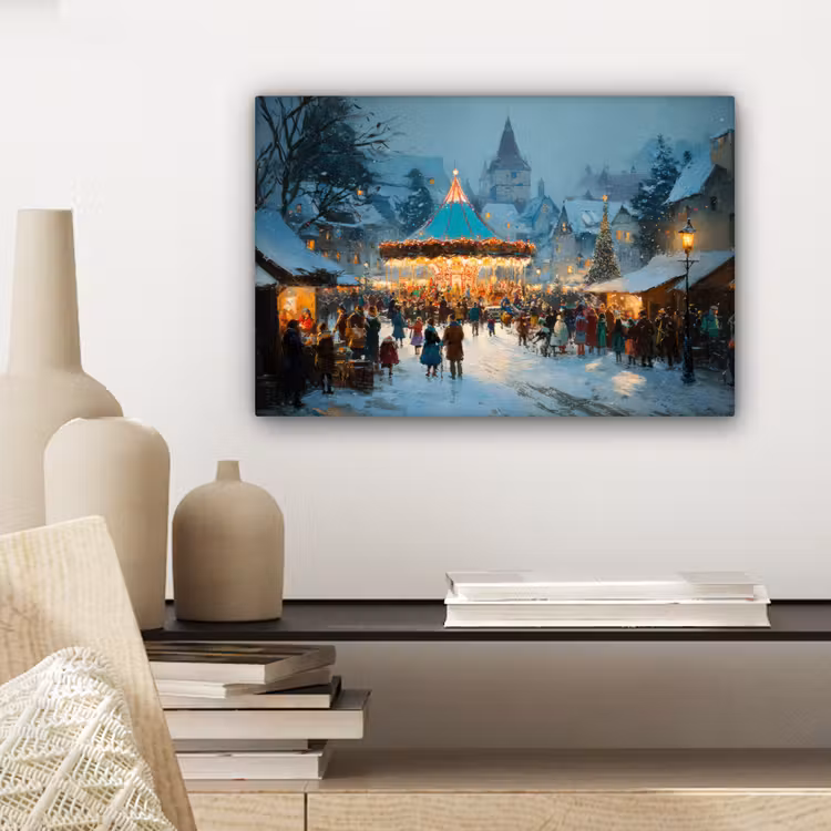Winterkermis - Dorp - Kleurrijk canvas 2cm klein -sfeer6