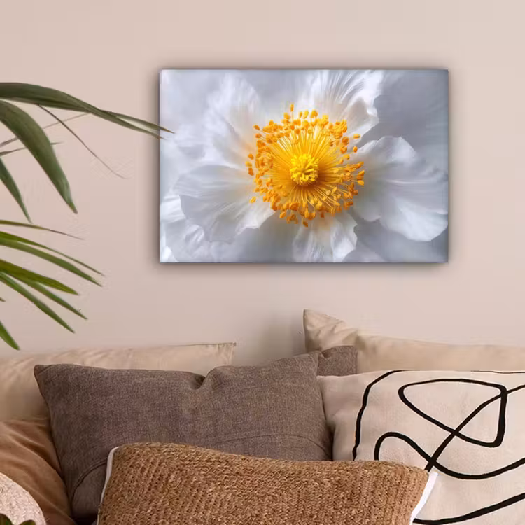 Wit - Bloem - Elegant canvas 2cm klein -sfeer1