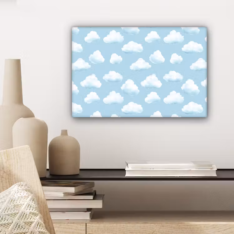 Wolken - Illustratie - Blauw canvas 2cm klein 34 -sfeer6