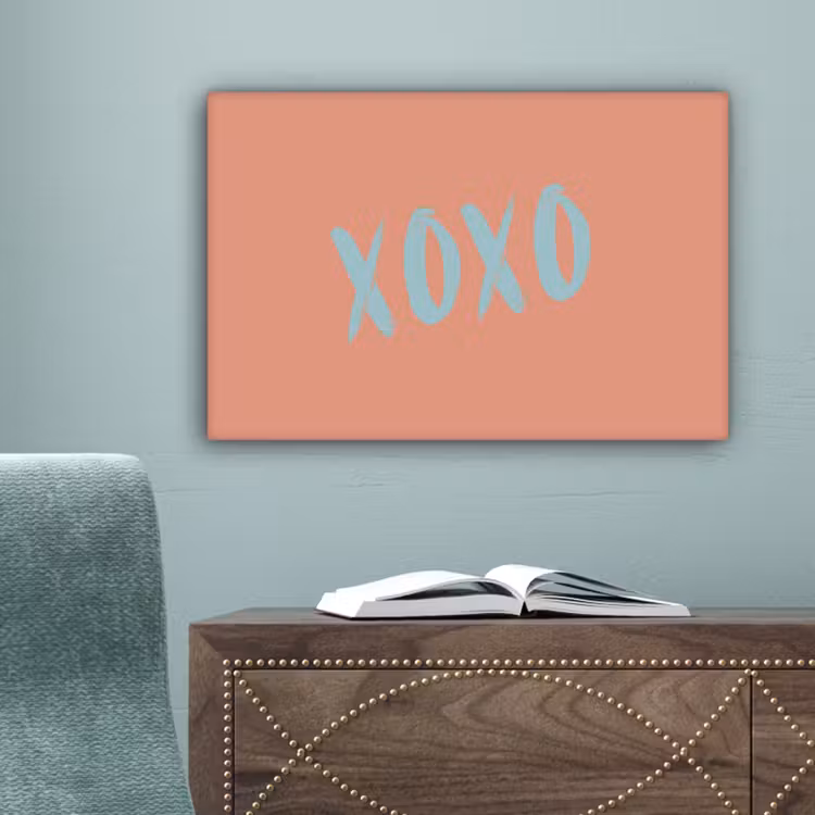 XOXO - Blauw - Perzikkleur canvas 2cm klein -sfeer4