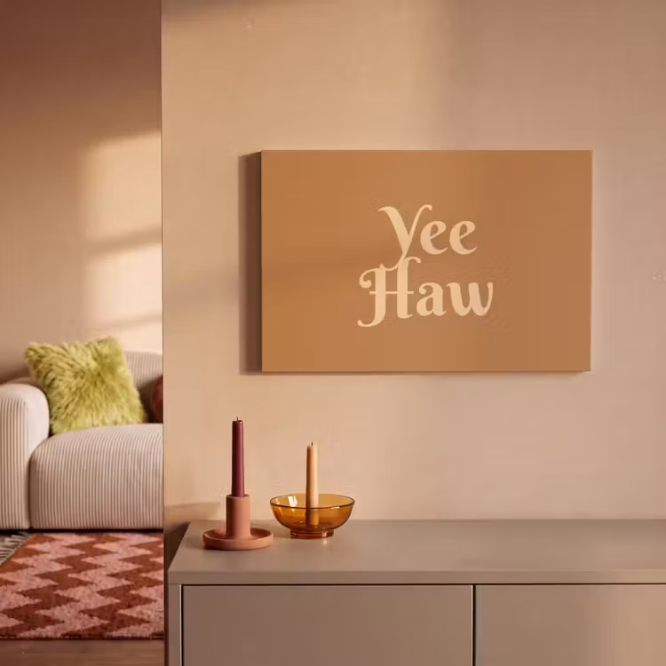 Yee haw - Bruin - Minimalistisch canvas 2cm klein -sfeer1