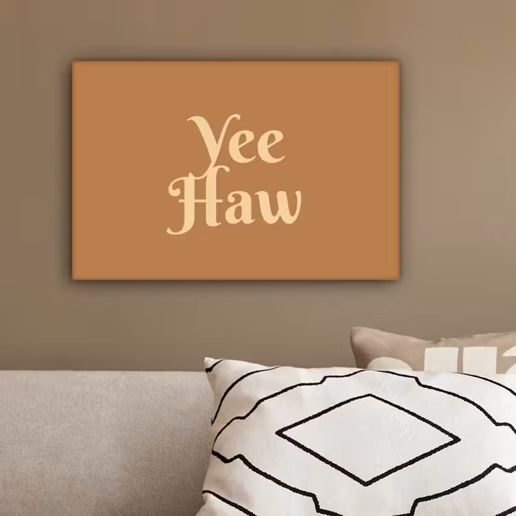 Yee haw - Bruin - Minimalistisch canvas 2cm klein -sfeer3