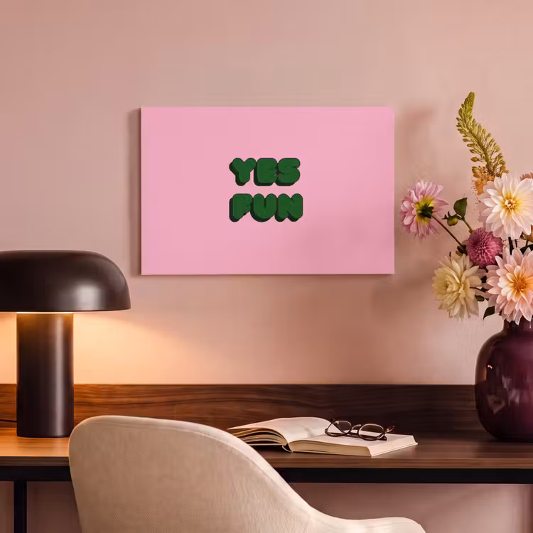 Yes fun - Groen - Roze canvas 2cm klein -sfeer4
