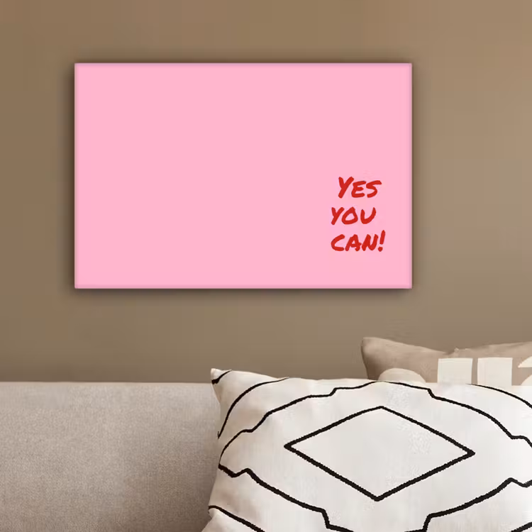 Yes you can do it - Rood - Roze canvas 2cm klein -sfeer3