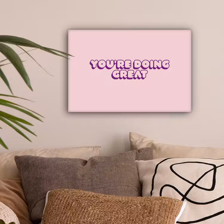 You're doing great - roze - 3D canvas 2cm klein -sfeer1