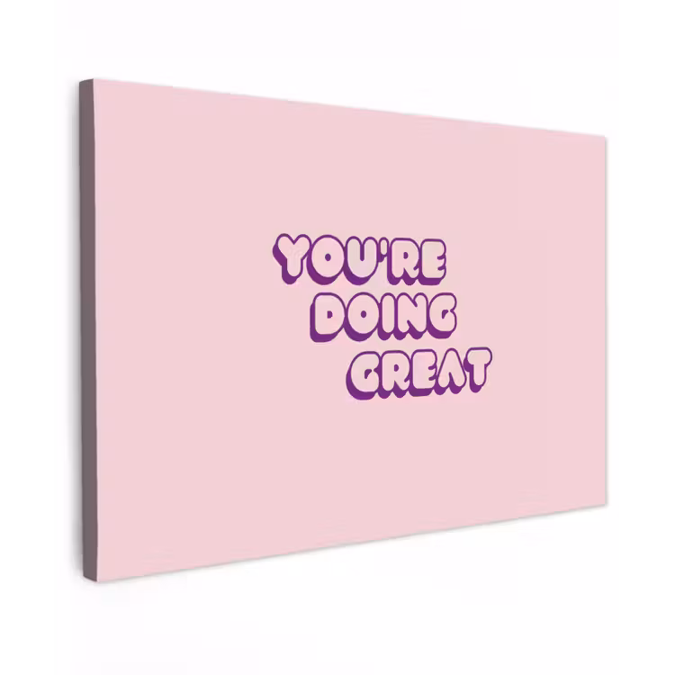 You're doing great - Roze - Bubble letters canvas 2cm klein -z3d