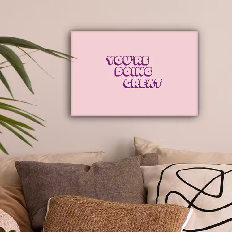 You're doing great - Roze - Bubble letters canvas 2cm klein -sfeer1
