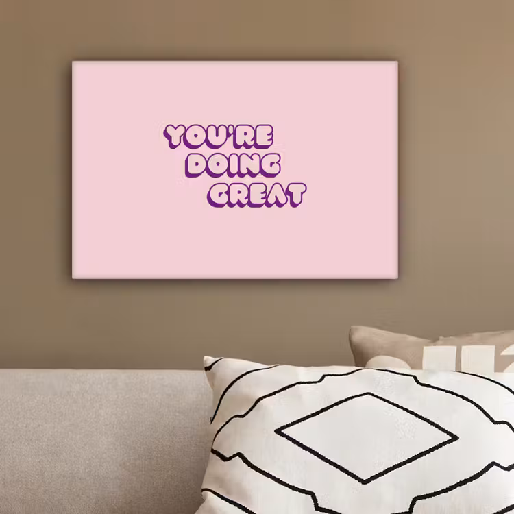 You're doing great - Roze - Bubble letters canvas 2cm klein -sfeer3