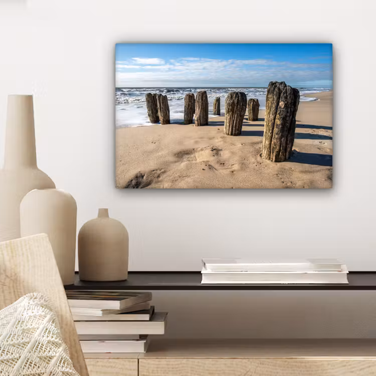 Zand - Strand - Paal - Water - Zomer canvas 2cm klein -sfeer6