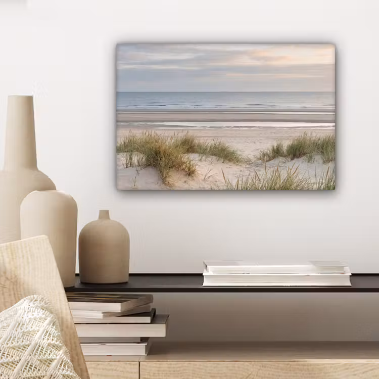 Zandstrand - Bewolkt - Duinen canvas 2cm klein -sfeer6