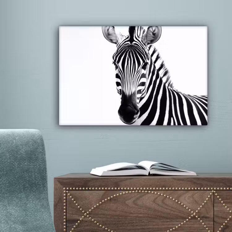 Zebra - Close-up - Zwart - Strepen canvas 2cm klein -sfeer4