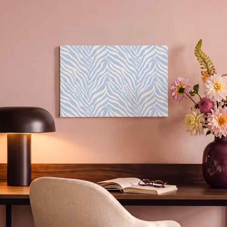 Zebra - Motief - Blauw - Wit canvas 2cm klein 34 -sfeer4