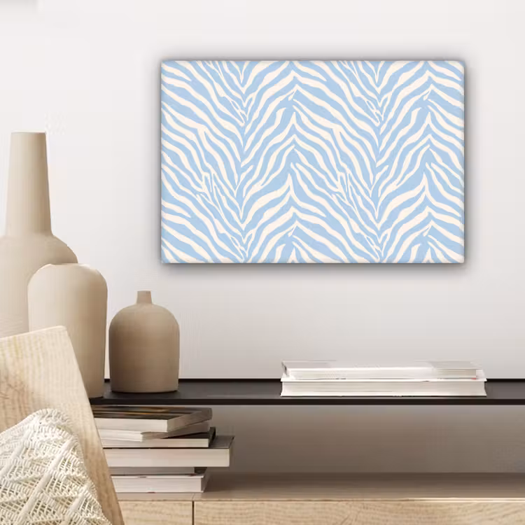 Zebra - Motief - Blauw - Wit canvas 2cm klein 34 -sfeer6