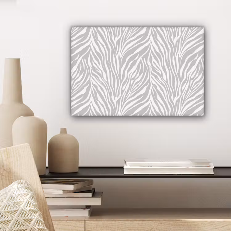 Zebra - Motief - Grijs canvas 2cm klein 34 -sfeer6