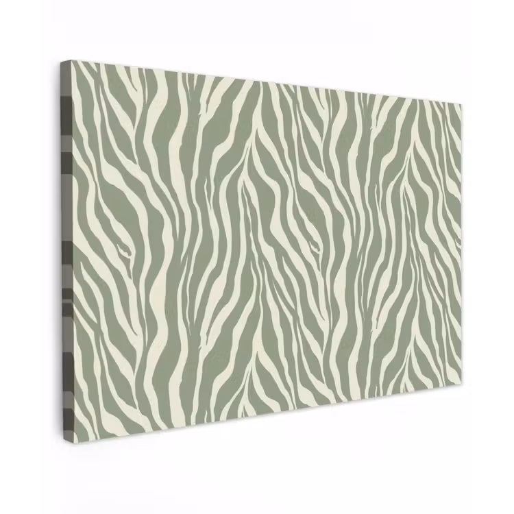 Zebra - Motief - Groen canvas 2cm klein 34 -z3d