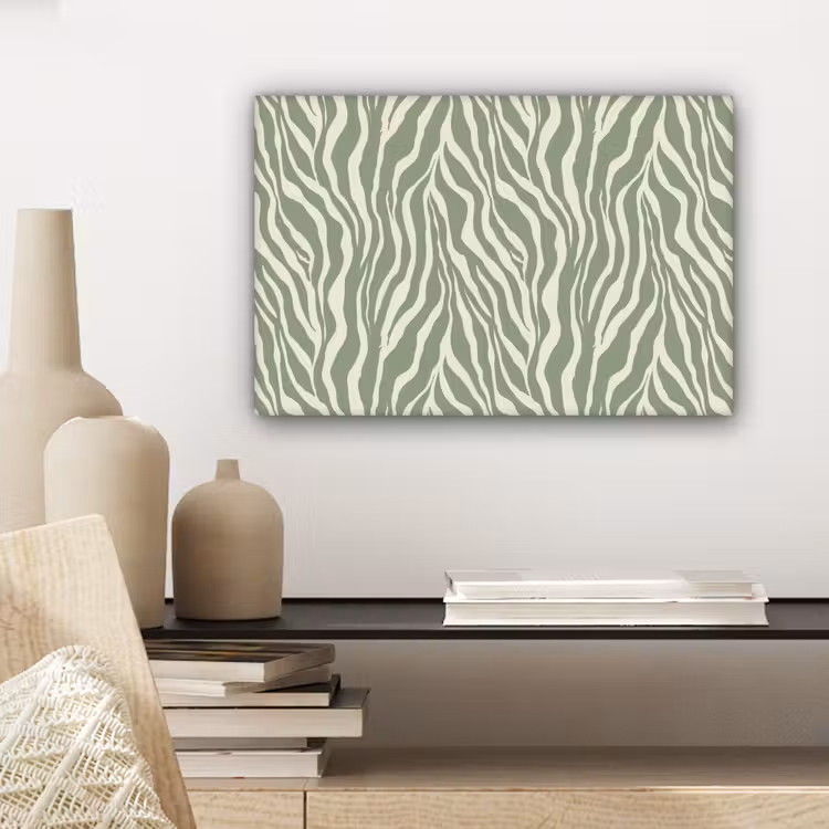Zebra - Motief - Groen canvas 2cm klein 34 -sfeer6