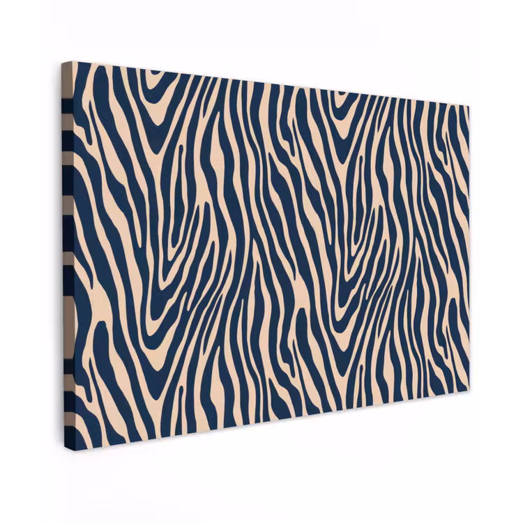Zebra - Patroon - Blauw - Beige canvas 2cm klein 34 -z3d