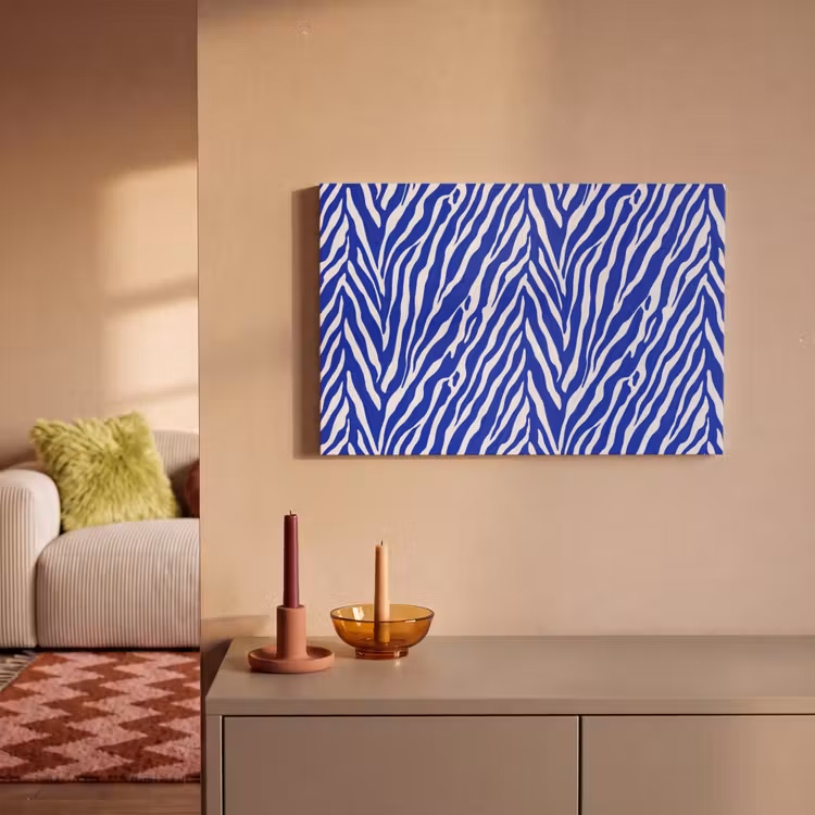 Zebra - Patroon - Kobalt - Blauw canvas 2cm klein 34 -sfeer1