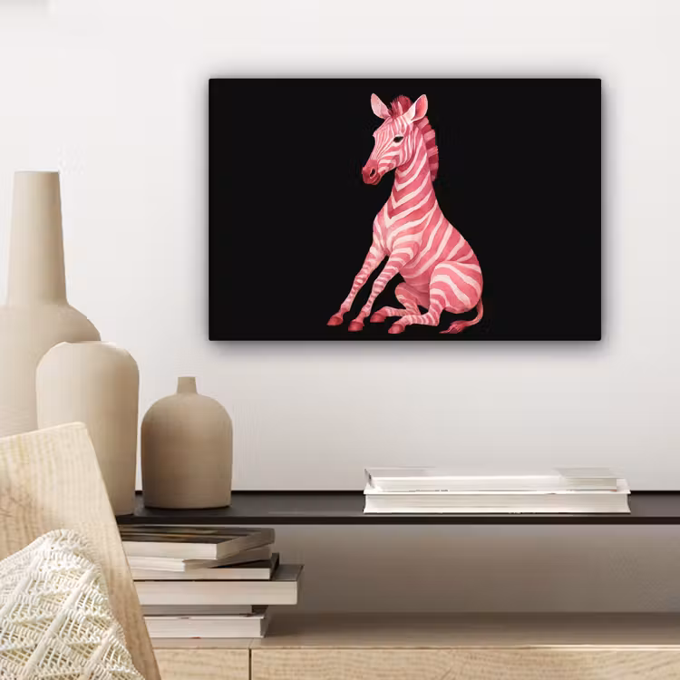 Zebra - Roze - Gestreept canvas 2cm klein -sfeer6