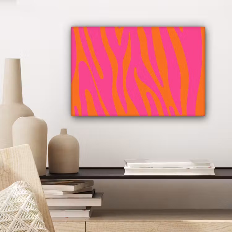 Zebraprint - Roze - Oranje - Dierenprint canvas 2cm klein -sfeer6