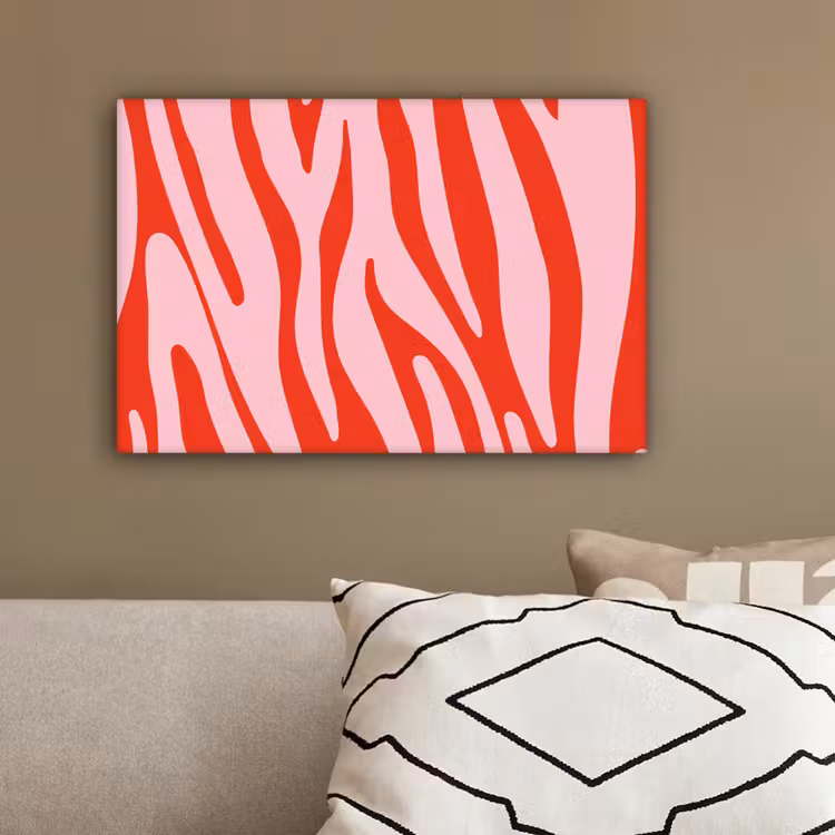 Zebraprint - Roze - Rood - Dierenprint canvas 2cm klein -sfeer3