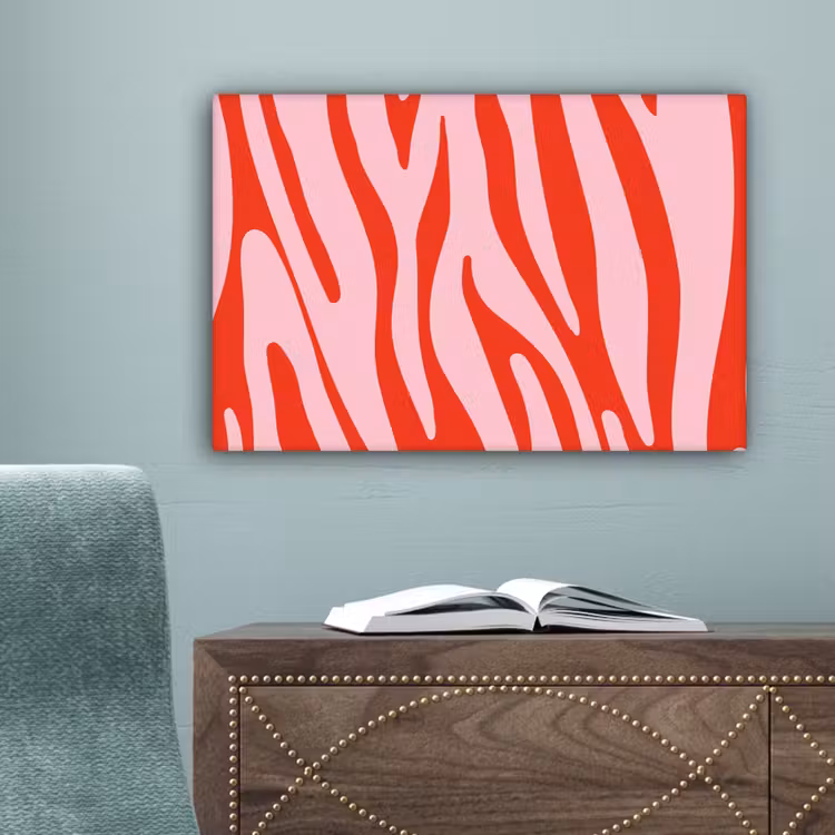 Zebraprint - Roze - Rood - Dierenprint canvas 2cm klein -sfeer4