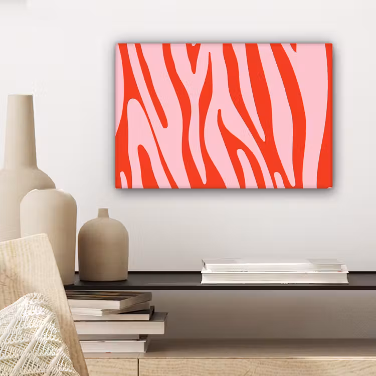 Zebraprint - Roze - Rood - Dierenprint canvas 2cm klein -sfeer6