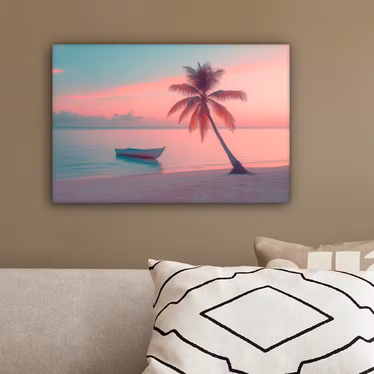 Zee - Boot - Zonsondergang canvas 2cm klein -sfeer3