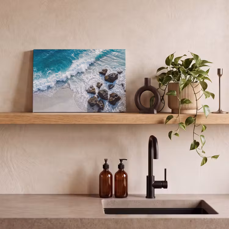 Zee - Golf - Strand - Natuur - Blauw canvas 2cm klein -sfeer3