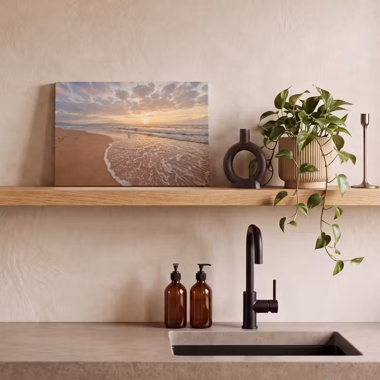 Zee - Kustlijn - Wolken - Landschap - Oranje canvas 2cm klein -sfeer3