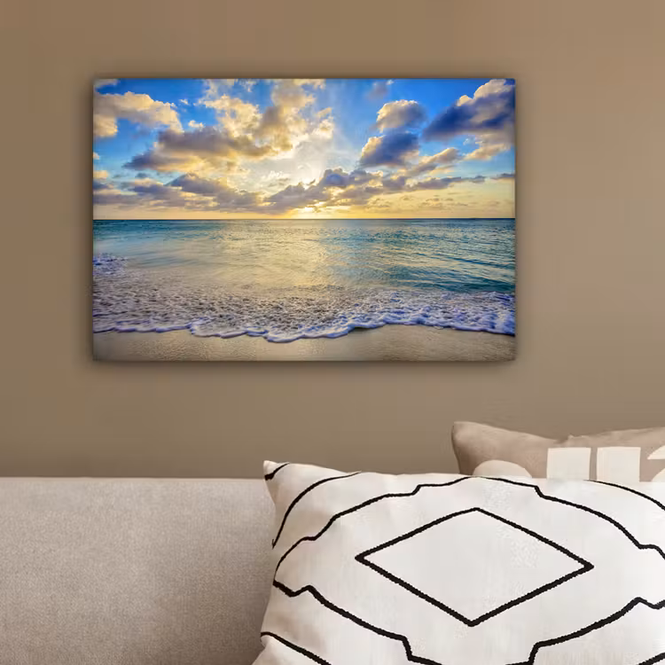 Zee - Strand - Wolken - Zon canvas 2cm klein -sfeer3