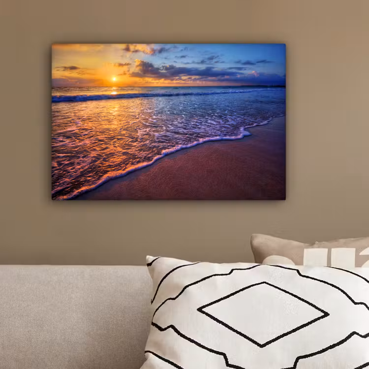 Zee - Strand - Zonsondergang - Wolken - Horizon canvas 2cm klein -sfeer3