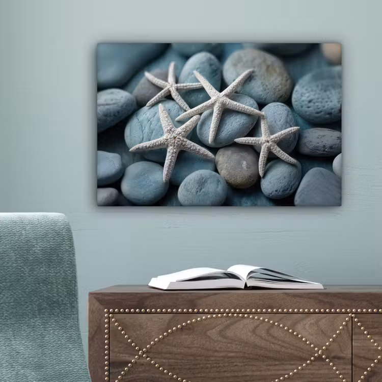 Zeesterren - Stenen - Wit canvas 2cm klein -sfeer4