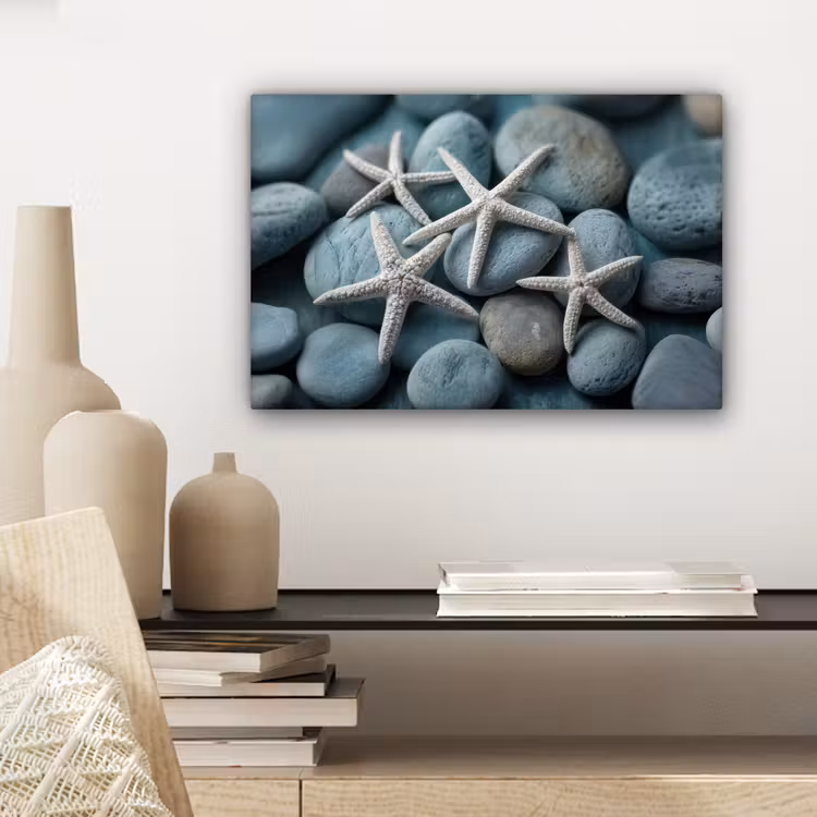 Zeesterren - Stenen - Wit canvas 2cm klein -sfeer6