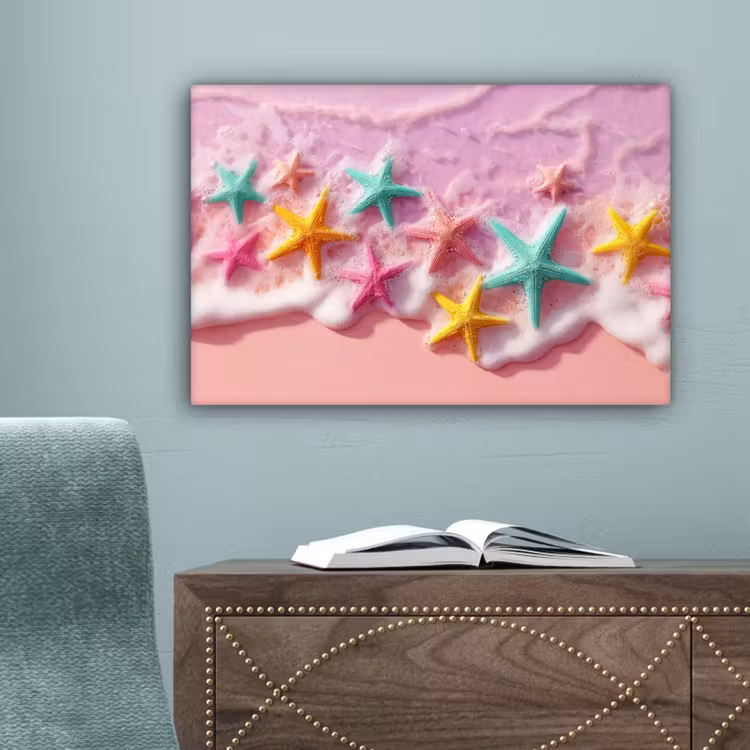 Zeesterren - Strand - Golven canvas 2cm klein -sfeer4