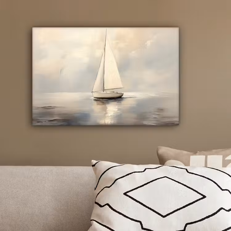 Zeilschip - Zee - Bewolkt canvas 2cm klein -sfeer3