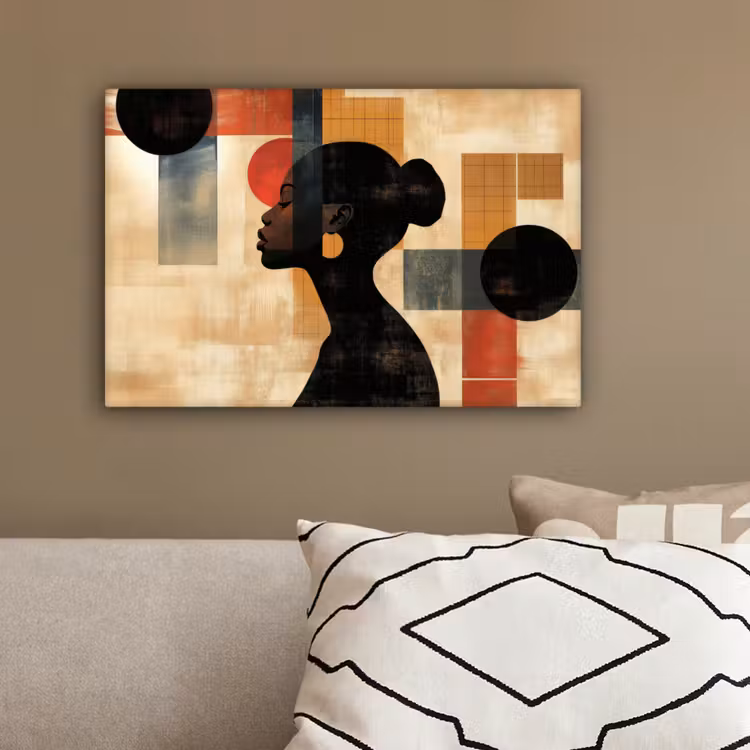 Zijaanzicht - Vrouw - Vormen canvas 2cm klein -sfeer3