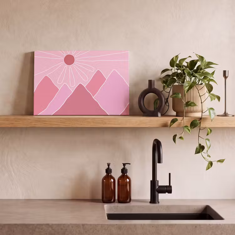 Zon - Bergen - Natuur - Abstract - Roze canvas 2cm klein -sfeer3