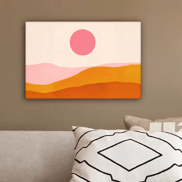 Zon - Heuvels - Abstract - Roze canvas 2cm klein -sfeer3