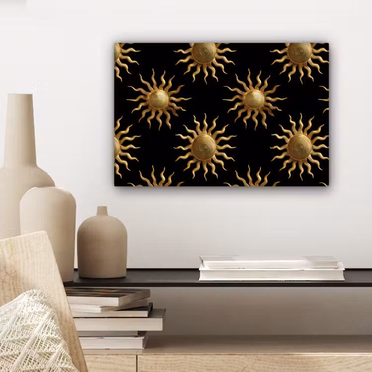 Zon - Patroon - Luxe - Goud - Zwart canvas 2cm klein 34 -sfeer6