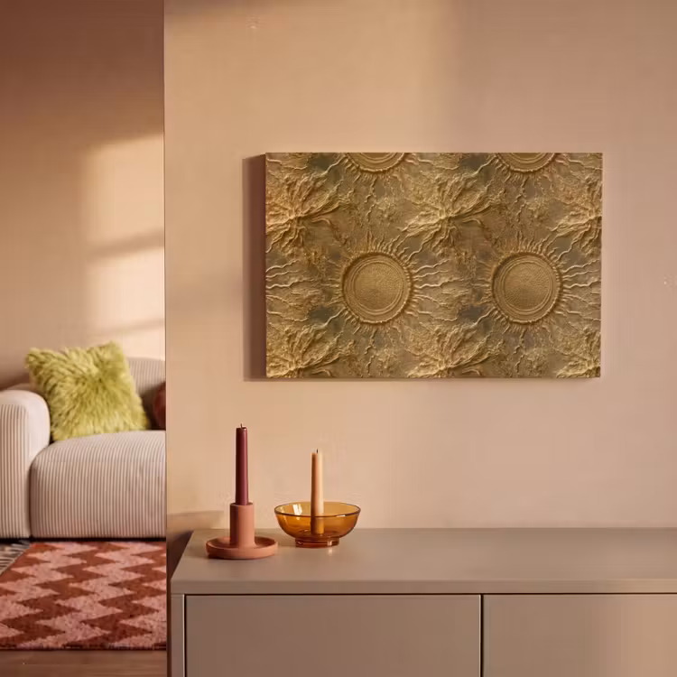 Zon - Reliëf - Antiek - Goud canvas 2cm klein 34 -sfeer1