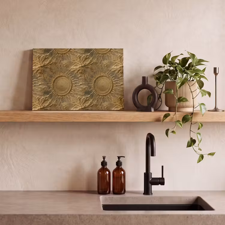 Zon - Reliëf - Antiek - Goud canvas 2cm klein 34 -sfeer3