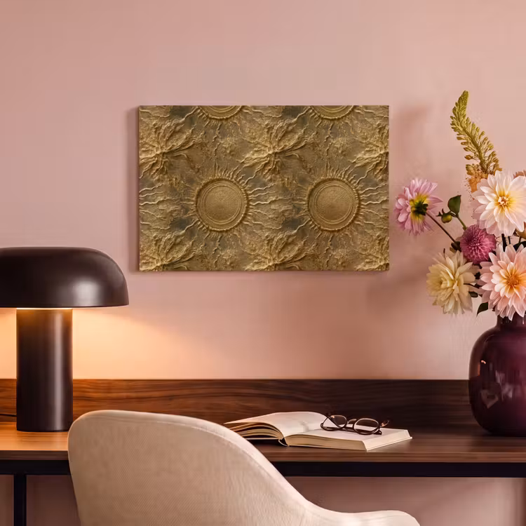 Zon - Reliëf - Antiek - Goud canvas 2cm klein 34 -sfeer4