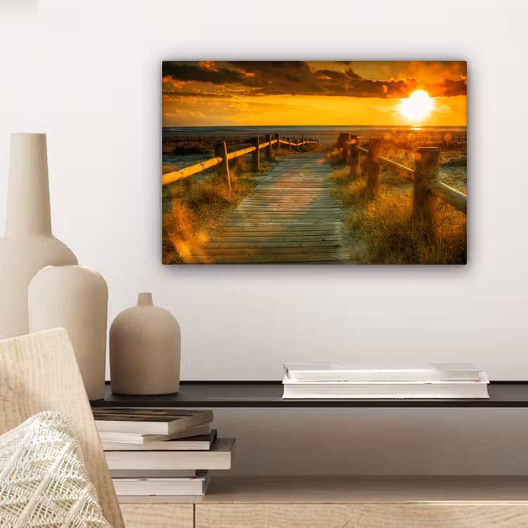Zon - Strand - Duin - Horizon - Gras - Pad - Oranje canvas 2cm klein -sfeer6