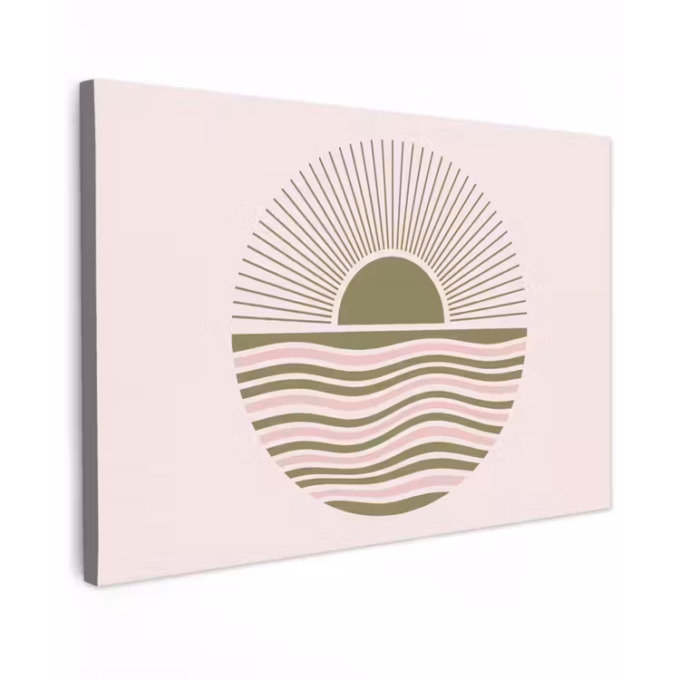 Zon - Zee - Abstract - Modern - Roze canvas 2cm klein -z3d