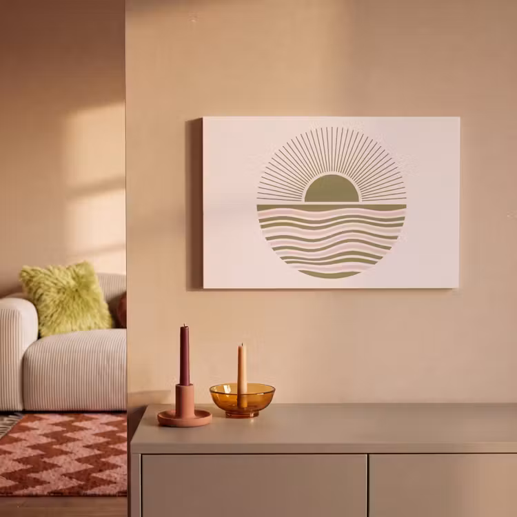 Zon - Zee - Abstract - Modern - Roze canvas 2cm klein -sfeer1