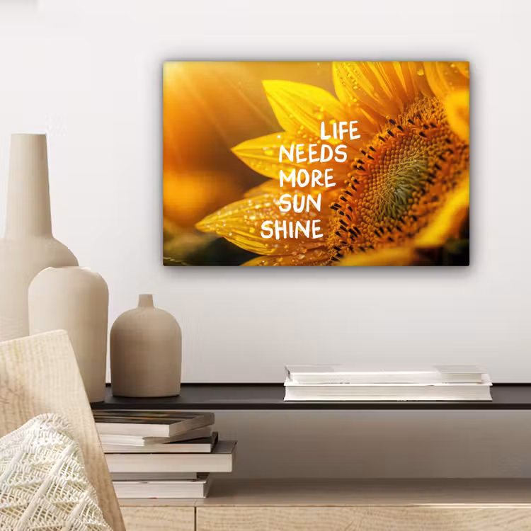 Zonnebloem - Close up - Geel - Quote canvas 2cm klein -sfeer6