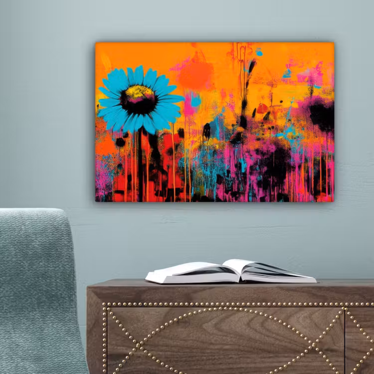 Zonnebloemen - Abstract - Oranje canvas 2cm klein -sfeer4
